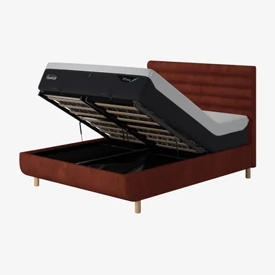 Arighi Bianchi TEMPUR® Arc Ottoman Bed with Vectra Headboard, Super King / Light Grey
