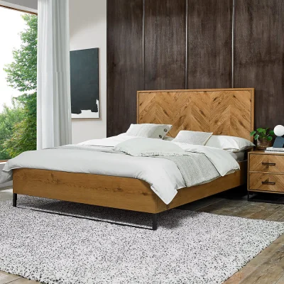 Arighi Bianchi Birchwood Rustic Oak Panel Bedstead, King (5ft)