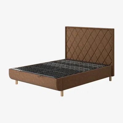 Arighi Bianchi TEMPUR® Arc Ottoman Bed with Quilted Headboard, King / Light Brown
