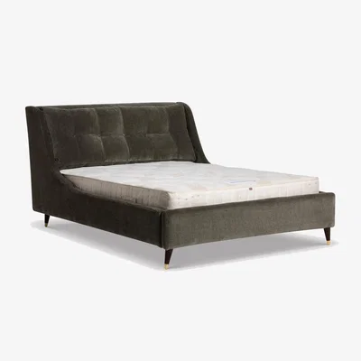 Barker and Stonehouse Raul Double Bed Frame, Green Velvet | Barker & Stonehouse