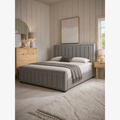 Cox and Cox Odin Slate Grey Velvet Bed - King