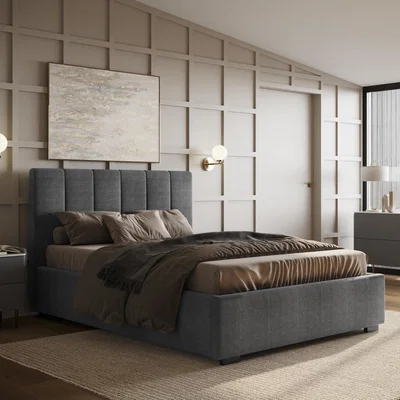 Cuckooland Flair Grey Waltz Fabric Ottoman Kingsize Bed - Double