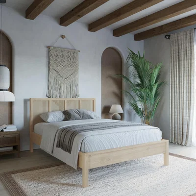 Cuckooland Flair Kenji Rattan Oak Wooden Bed - Double