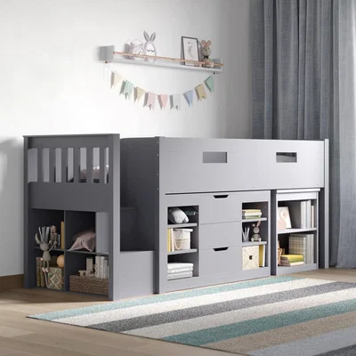 Cuckooland Flair Grey Charlie Mid Sleeper Cabin Bed Set -