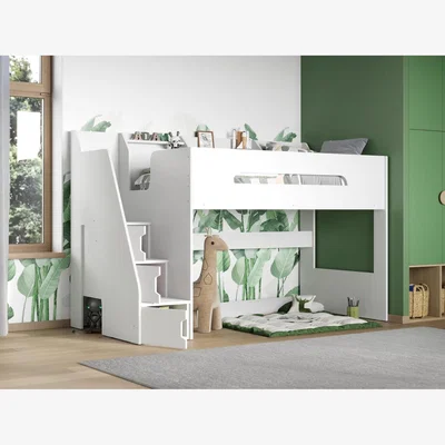 Cuckooland Flair Stepaside Staircase High Sleeper Bed White