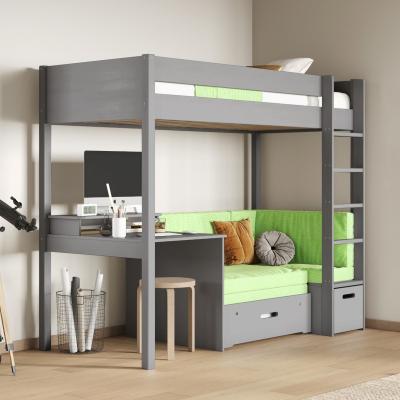 Cuckooland Noomi Tapio Grey High Sleeper Bed With Futon Sofa and Desk -
