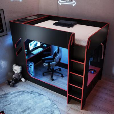 Cuckooland Recoil Shuttle LED Gaming High Sleeper Bed Small Double Black