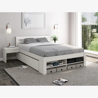 Cuckooland Noomi Pradis Solid Wood Storage Bed White - Double