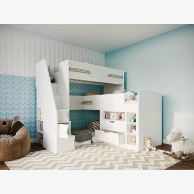 Cuckooland Flair Oscar Staircase Triple Bunk Bed White With Storage -