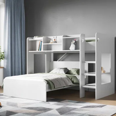 Cuckooland Flair Wizard L Shaped Triple Bunk Bed with Shelves in White -