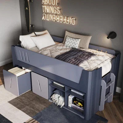 Cuckooland Flair Tokyo Cabin Bed Mid Sleeper Grey and Navy