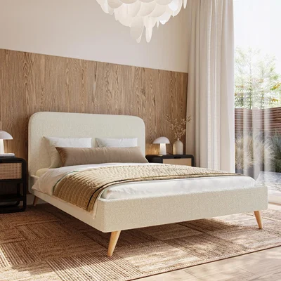Cuckooland Flair Twilight Boucle Fabric Bed Cream - Double