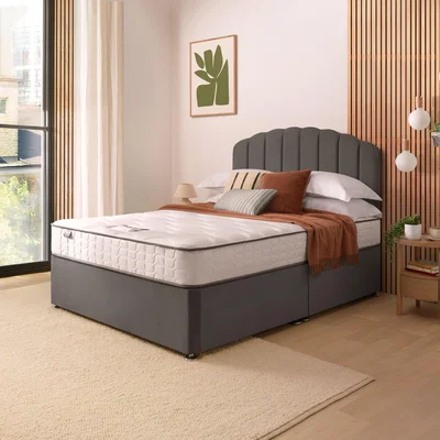 Dunelm Silentnight Divan Bed With Velvet Merlin Headboard Velvet Charcoal