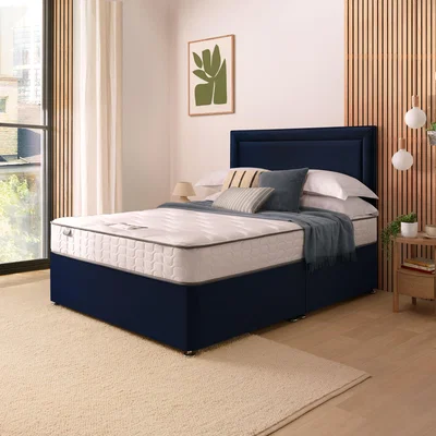 Dunelm Silentnight Divan Bed With Malvern Velvet Headboard Maritime Velvet