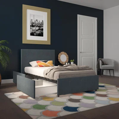 Dunelm Novogratz Kelly Linen 2 Drawer Bed Navy