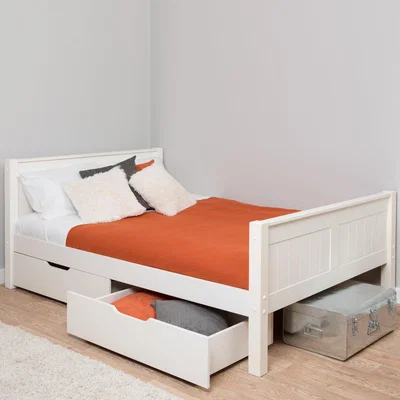 Dunelm Stompa Pine Bed with 2 Underbed Drawers White