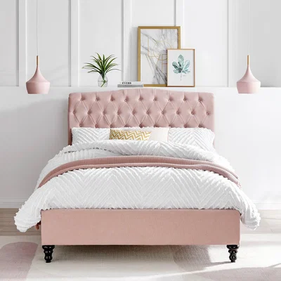 Dunelm Rosa Velvet Bed Blush Velvet