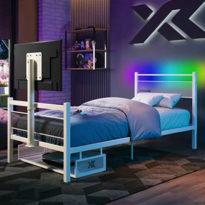 Dunelm X Rocker Basecamp RGB LED Bed with TV Mount