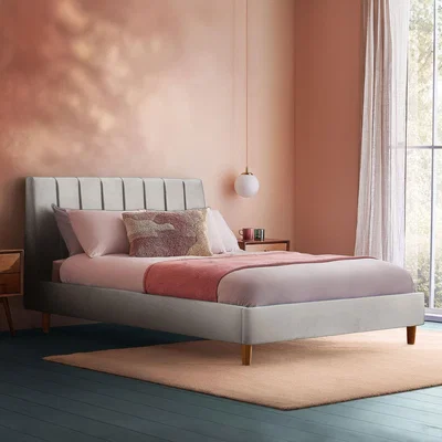 Dunelm Octavia Bed Frame, Velvet Silver