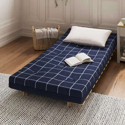 Dunelm Mito Single Window Pane Check Futon Navy
