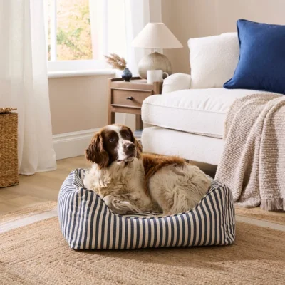 Dunelm Linford Stripe Box Dog Bed