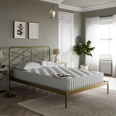 Dunelm Lizzy Bed Frame, Metal Brass