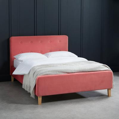 Dunelm Pierre Velvet Bed Frame Coral