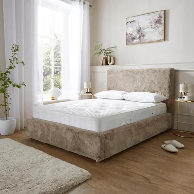Dunelm Elysia Bed, Faux Fur Natural