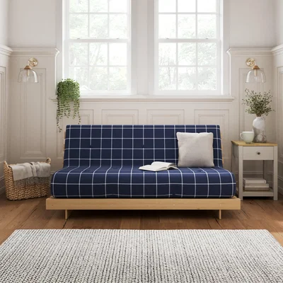 Dunelm Mito Double Window Pane Check Futon Navy