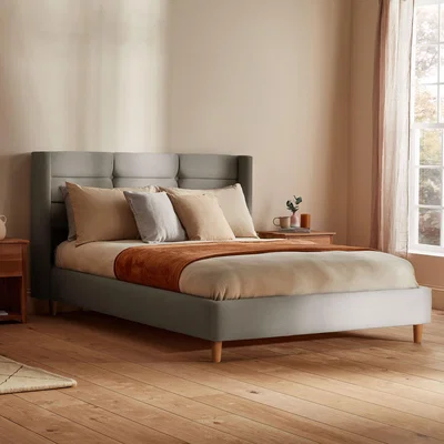 Dunelm Lilith Bed Frame, Woven Light Grey