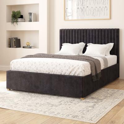 Dunelm Grant Plush Velvet Adjustable Bed Ebony Velvet