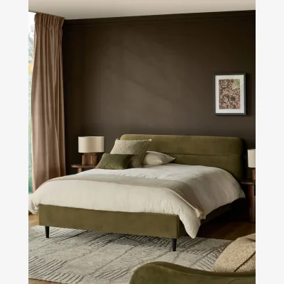 Danetti Preston olive green velvet king size bed
