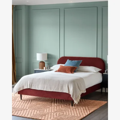 Danetti Hampton toffee red velvet king size bed