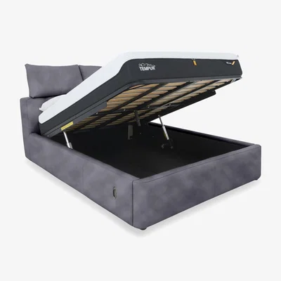 Furniture Village Tyrell Fabric Electric Ottoman Bed Frame - King Size - Khaki