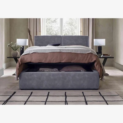 Furniture Village Stark Fabric Manual Ottoman Bed Frame - Super King - Khaki