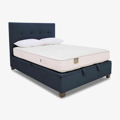 Furniture Village Hadley Ottoman Bed Frame - Double - Vougue Ocean Blue