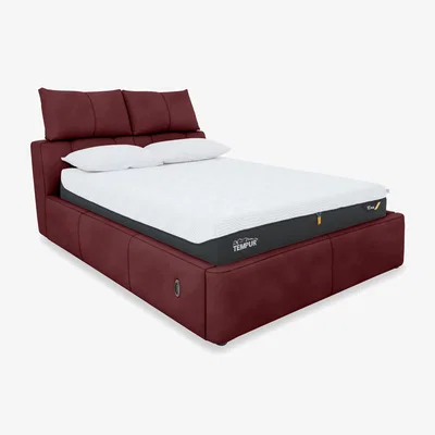 Furniture Village Tyrell Fabric Electric Ottoman Bed Frame - Super King - Burgundy