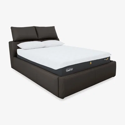 Furniture Village Tyrell BV Leather Manual Ottoman Bed Frame - Super King - Dark Chocolate