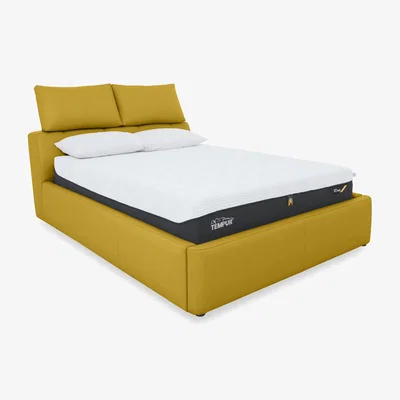 Furniture Village Tyrell Leather Manual Ottoman Bed Frame - Super King - Yellow