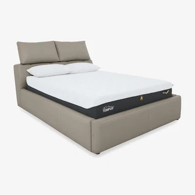 Furniture Village Tyrell BV Leather Manual Ottoman Bed Frame - Super King - BV Taupe