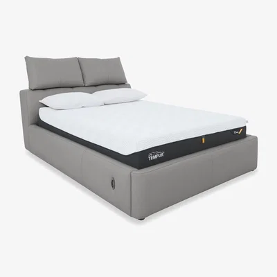 Furniture Village Tyrell NC Leather Electric Ottoman Bed Frame - Super King - Sleet