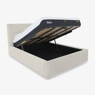 Furniture Village Stark NC Leather Manual Ottoman Bed Frame - King Size - NC Elephant