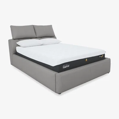 Furniture Village Tyrell NC Leather Manual Ottoman Bed Frame - Super King - Sleet