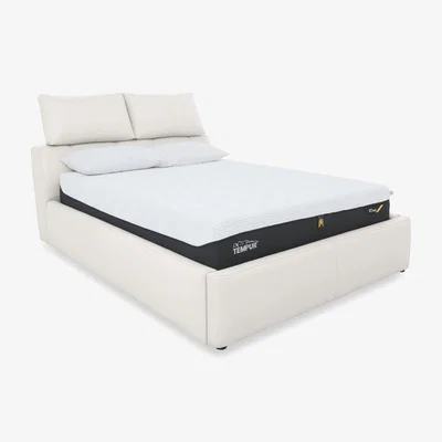 Furniture Village Tyrell BV Leather Manual Ottoman Bed Frame - Super King - Frost