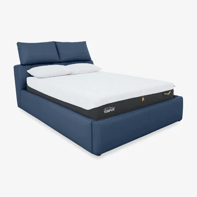 Furniture Village Tyrell NC Leather Manual Ottoman Bed Frame - King Size - Carribean Sea