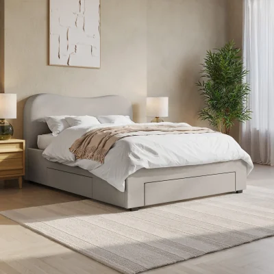 Furniture123 Grey Upholstered King Bed Frame with Storage  Joanie