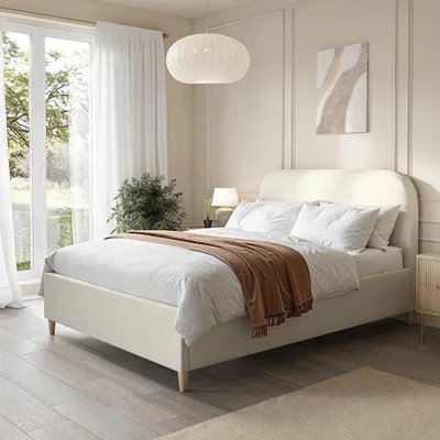Furniture123 Cream Fabric Double Bed Frame - Zara