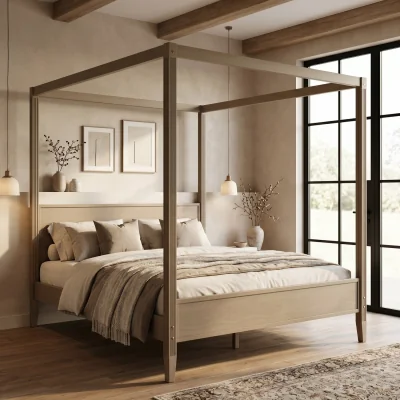 Furniture123 Double Four Poster Bed Frame in Dark Wood - Delilah