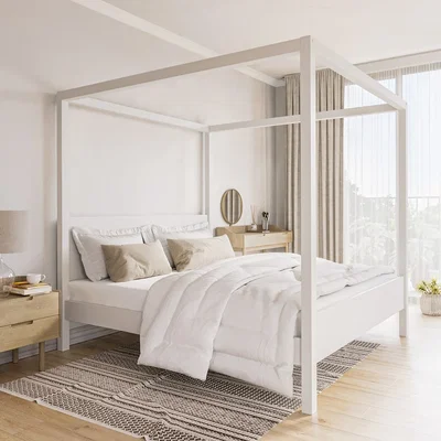 Furniture123 Super King Four Poster Bed Frame in White - Victoria