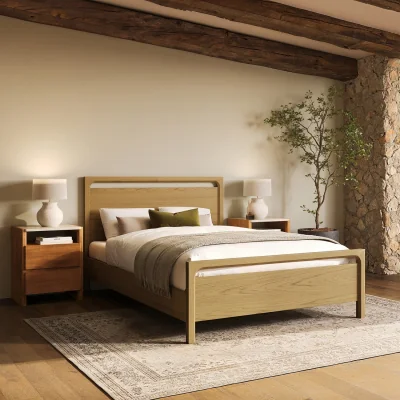 Furniture123 Light Oak Double Wooden Bed Frame - Vixen